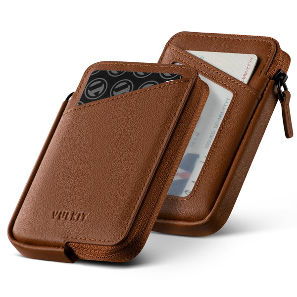 VW113 - Slim RFID Blocking Leather Card Holder Wallet, Holds 10+ Cards & Folded Cash