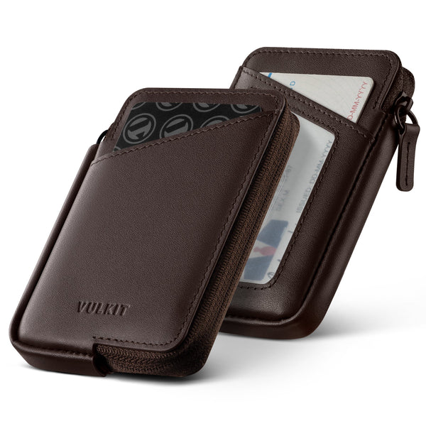 VW113 - Slim RFID Blocking Leather Card Holder Wallet, Holds 10+ Cards & Folded Cash