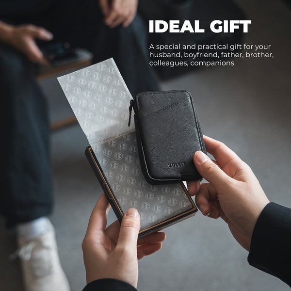 VW113P - Genuine Leather ,Slim RFID Blocking Card Holder Wallet, Holds 10+ Cards & Folded Cash