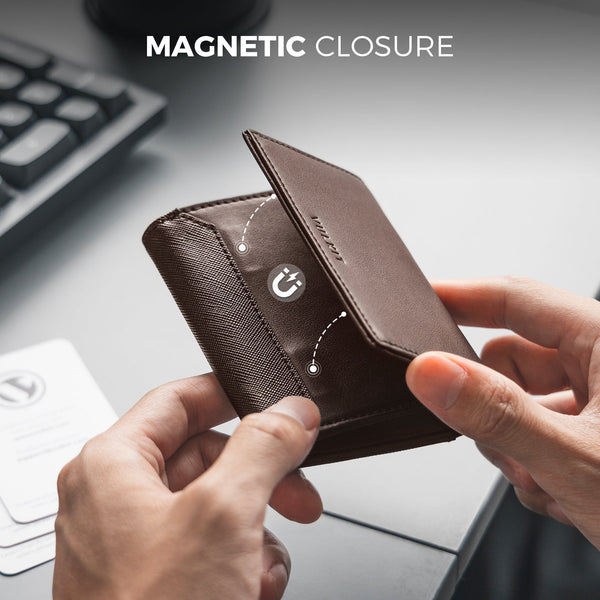 VBC101-  Business Card Holder, Holds Up to 40 Business Cards With ID Window Magnetic Closure