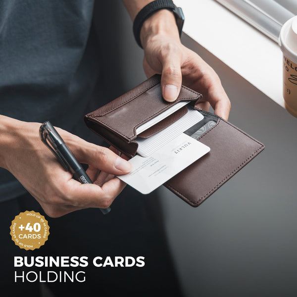 VBC101-  Business Card Holder, Holds Up to 40 Business Cards With ID Window Magnetic Closure