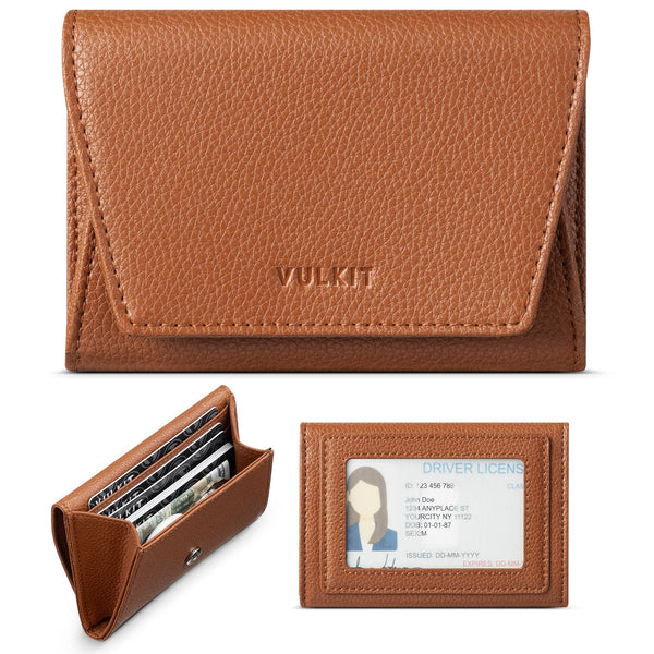 VBC105 - Top-Grain Leather Minimalist Wallet with RFID Protection, 3 Card Slots,ID Window