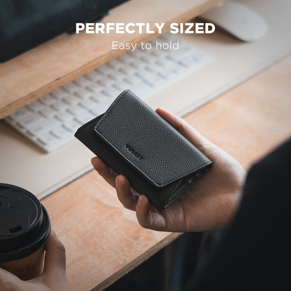 VBC105 - Top-Grain Leather Minimalist Wallet with RFID Protection, 3 Card Slots,ID Window