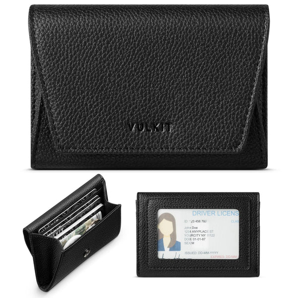 VBC105 - Top-Grain Leather Minimalist Wallet with RFID Protection, 3 Card Slots,ID Window