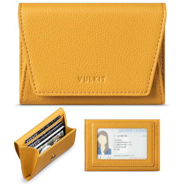 VBC105 - Top-Grain Leather Minimalist Wallet with RFID Protection, 3 Card Slots,ID Window