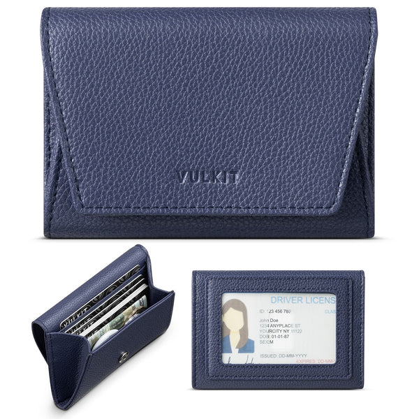 VBC105 - Top-Grain Leather Minimalist Wallet with RFID Protection, 3 Card Slots,ID Window