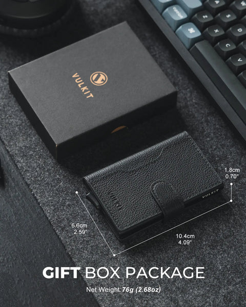 VC207P - Minimalist Genuine Leather Card Holder with RFID Blocking, ID Window