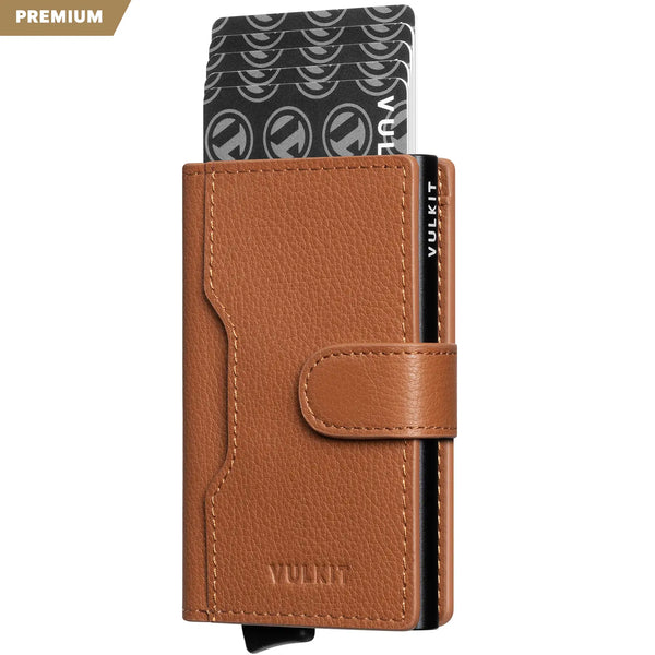 VC207P - Minimalist Genuine Leather Card Holder with RFID Blocking, ID Window