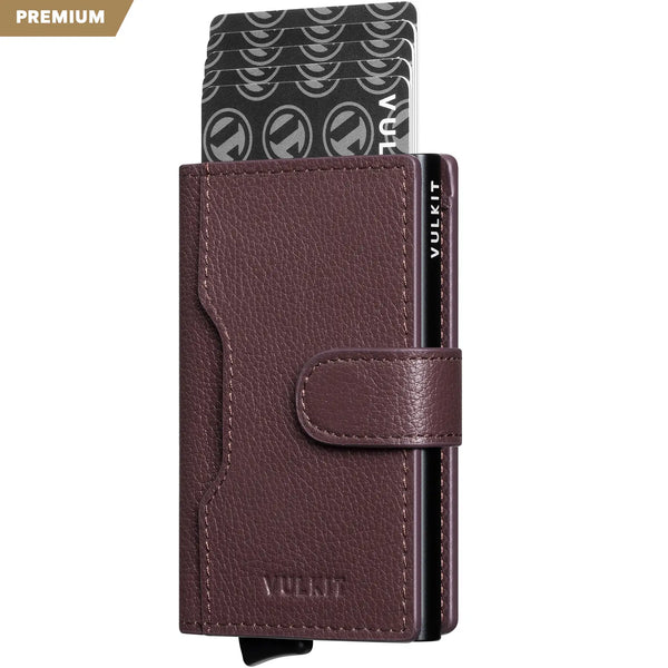 VC207P - Minimalist Genuine Leather Card Holder with RFID Blocking, ID Window