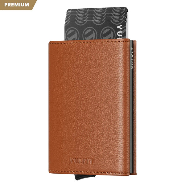 VC208P- Genuine Leather, Without Back Zipper Slot, Magnetic Strip Closure Tri-fold Wallet