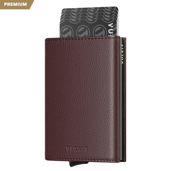 VC208P- Genuine Leather, Without Back Zipper Slot, Magnetic Strip Closure Tri-fold Wallet