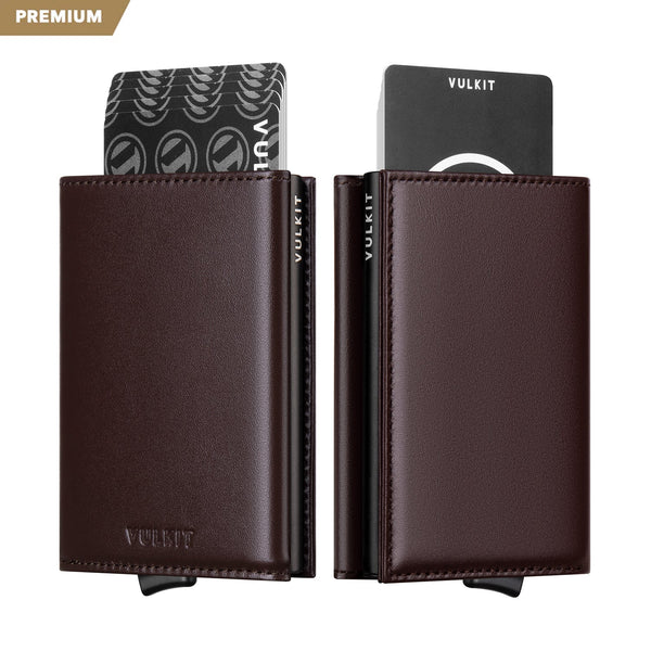 VC208P- Genuine Leather, Without Back Zipper Slot, Magnetic Strip Closure Tri-fold Wallet