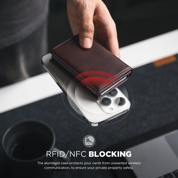 VC208P- Genuine Leather, Without Back Zipper Slot, Magnetic Strip Closure Tri-fold Wallet