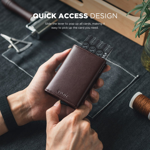 VC208P- Genuine Leather, Without Back Zipper Slot, Magnetic Strip Closure Tri-fold Wallet