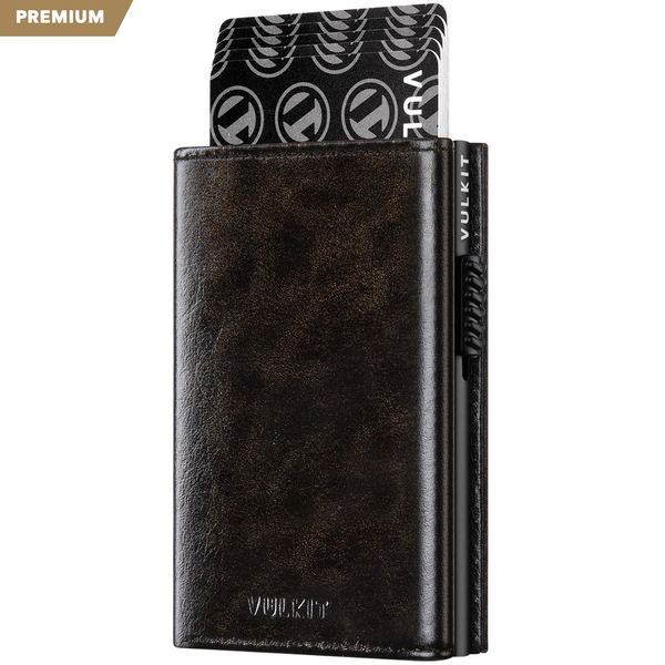 VC302P- Genuine Leather, Side Slider Mechanism, Back Zipper Slot, Magnetic Strip Closure Tri-fold Wallet