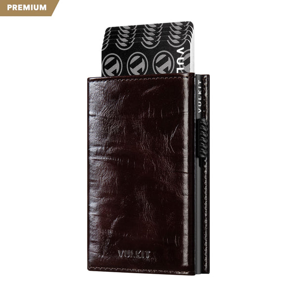 VC302P-Numbered Limited Edition, Genuine Leather,  RFID Blocking, Back Zipper Slot, Magnetic Strip Closure Tri-fold Wallet