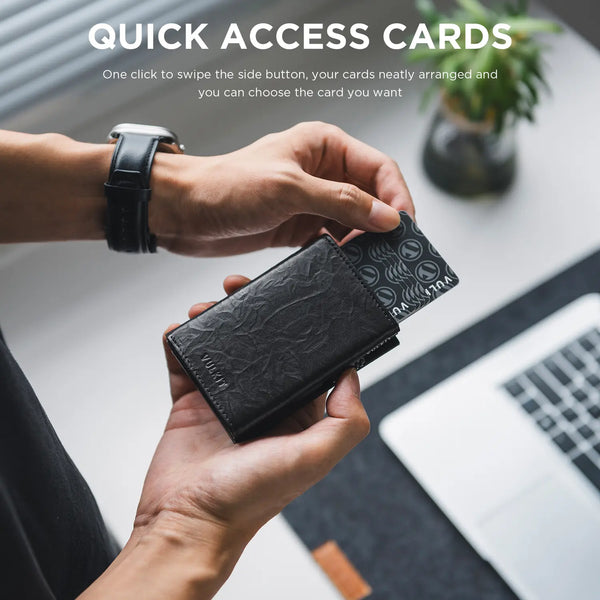 VC302P-Numbered Limited Edition, Genuine Leather,  RFID Blocking, Back Zipper Slot, Magnetic Strip Closure Tri-fold Wallet