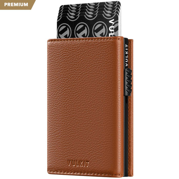 VC302P- Genuine Leather, Side Slider Mechanism, Back Zipper Slot, Magnetic Strip Closure Tri-fold Wallet