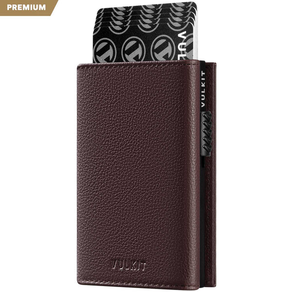 VC302P- Genuine Leather, Side Slider Mechanism, Back Zipper Slot, Magnetic Strip Closure Tri-fold Wallet