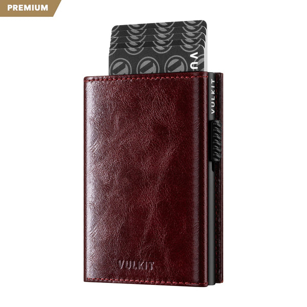 VC302P- Genuine Leather, Side Slider Mechanism, Back Zipper Slot, Magnetic Strip Closure Tri-fold Wallet