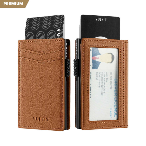 VC315P - Minimalist Top Grain Leather Wallet with ID Window, RFID Blocking, Pop Up Card Holder & Magnetic Closure