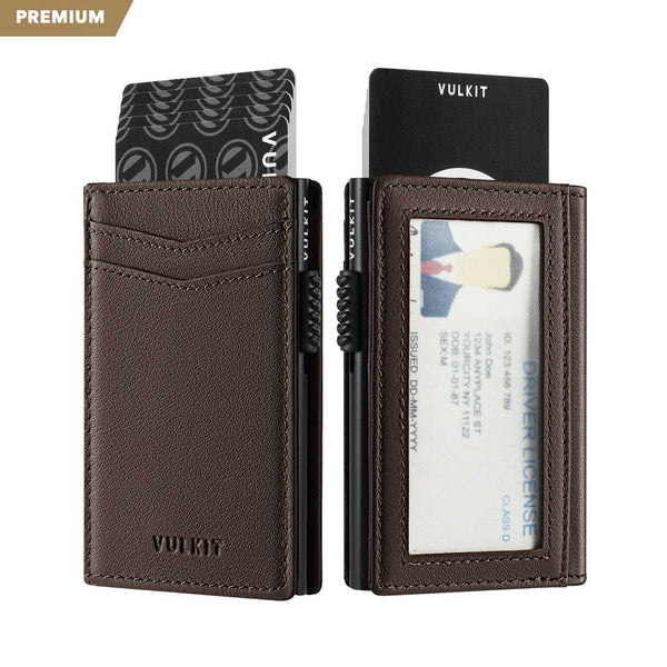 VC315P - Minimalist Top Grain Leather Wallet with ID Window, RFID Blocking, Pop Up Card Holder & Magnetic Closure