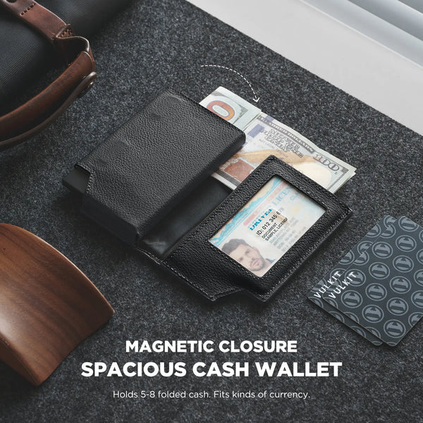 VC402P- New Patented Genuine Leather RFID Pop-Up Wallet