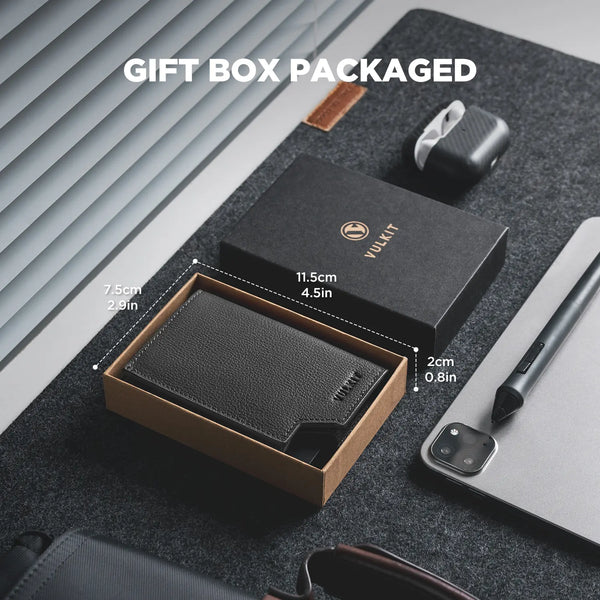 VC402P- New Patented Genuine Leather RFID Pop-Up Wallet