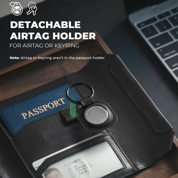 VPW104 - RFID Blocking Passport Card Holder with Magnetic Closure and Removable AirTag Holder(NOT include the AirTag)