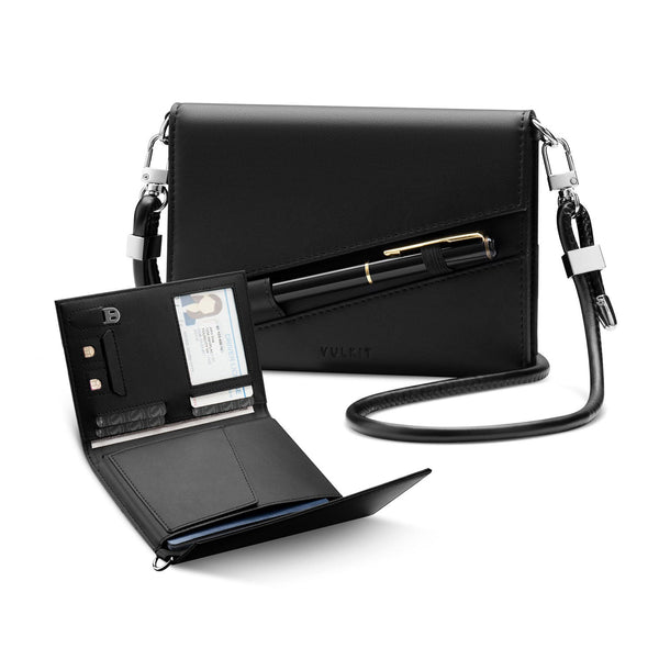 VPW105- RFID Blocking Leather Passport Holder Wallet with Lanyard