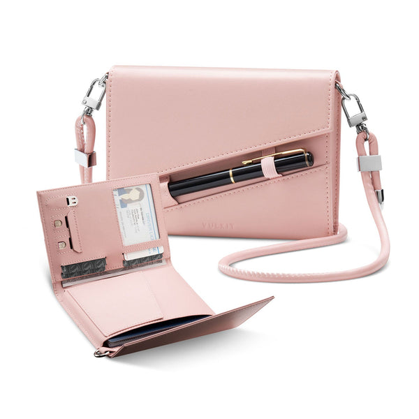 VPW105- RFID Blocking Leather Passport Holder Wallet with Lanyard