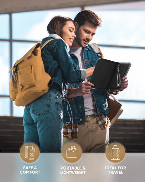 VPW106 - Family Passport Holder, RFID Blocking , Travel Card Organizer with Wrist Strap