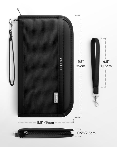 VPW106 - Family Passport Holder, RFID Blocking , Travel Card Organizer with Wrist Strap