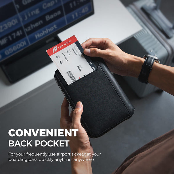 VPW107 - RFID Blocking Family Passport Holder for 4-8 Passports, Zipper Travel Wallet & Document Organizer