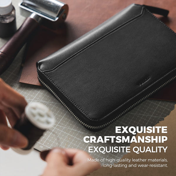 VPW107 - RFID Blocking Family Passport Holder for 4-8 Passports, Zipper Travel Wallet & Document Organizer