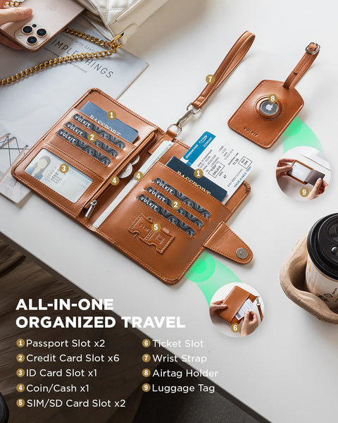 VPW108 -All-in-One Travel Wallet with AirTag Slot & RFID Protection