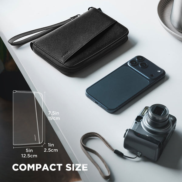 VPW112 - Travel Passport Wallet RFID Blocking with Wrist Strap
