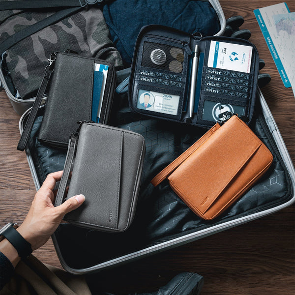 VPW112 - Travel Passport Wallet RFID Blocking with Wrist Strap
