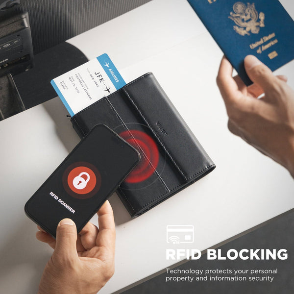 VPW115-RFID-Blocking Multi-Functional Travel Passport Organizer Wallet