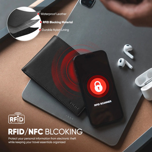 VPW119 - Slim Leather Passport Wallet with RFID Protection