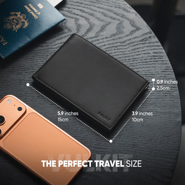 VPW119 - Slim Leather Passport Wallet with RFID Protection