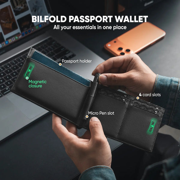 VPW119 - Slim Leather Passport Wallet with RFID Protection