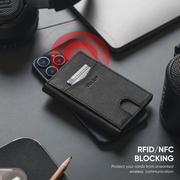 VW100P- Genuine Leather,  Exterior Two Slots For Banknote/Card Bi-fold Wallet