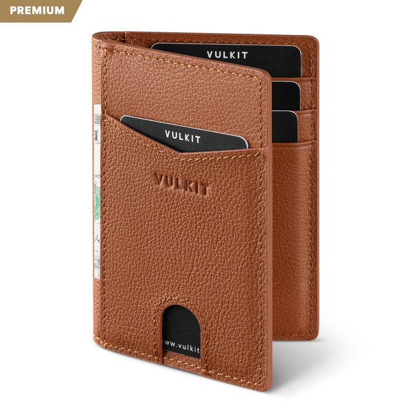 VW100P- Genuine Leather,  Exterior Two Slots For Banknote/Card Bi-fold Wallet