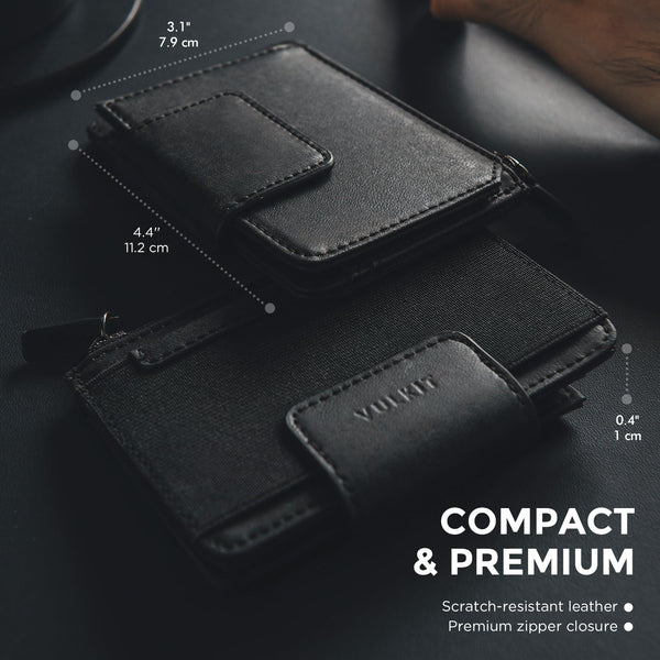 VW110- Palm-size Bifold Wallet with a Zipper Pocket & an Elastic Slot