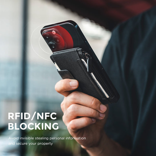 VW110- Palm-size Bifold Wallet with a Zipper Pocket & an Elastic Slot