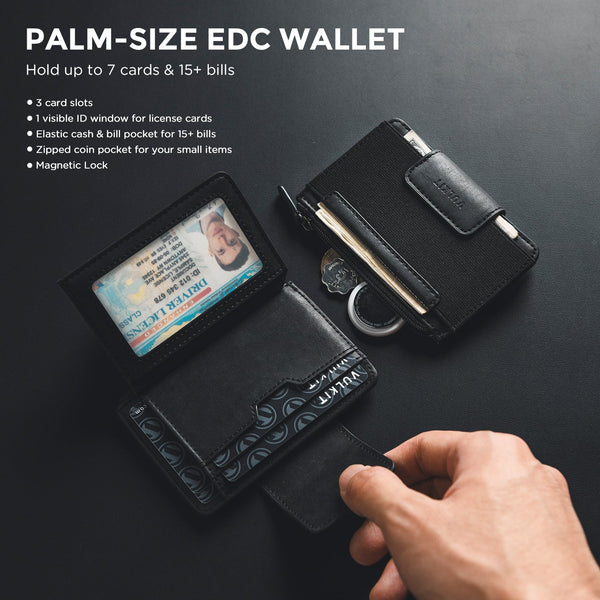 VW110- Palm-size Bifold Wallet with a Zipper Pocket & an Elastic Slot