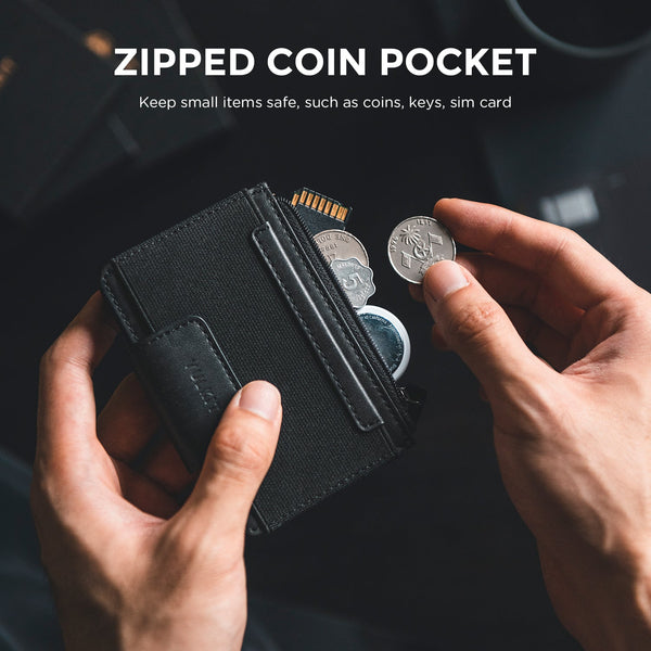 VW110- Palm-size Bifold Wallet with a Zipper Pocket & an Elastic Slot