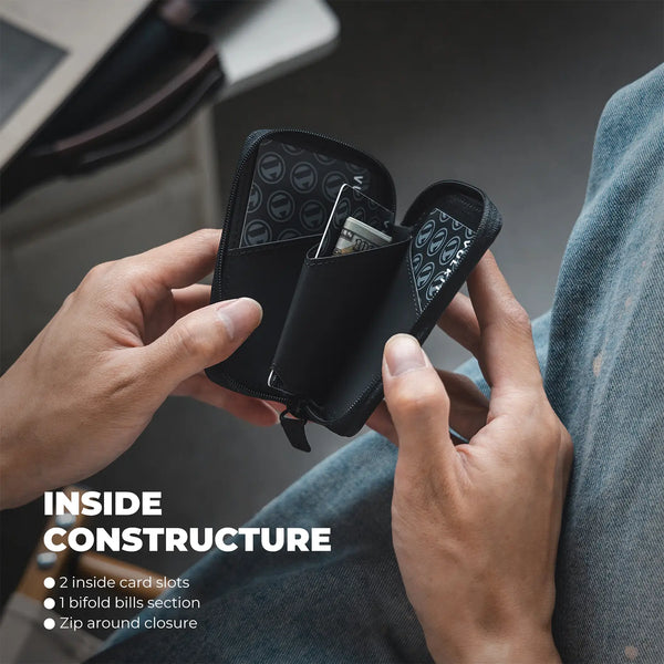 VW113 - Slim RFID Blocking Leather Card Holder Wallet, Holds 10+ Cards & Folded Cash