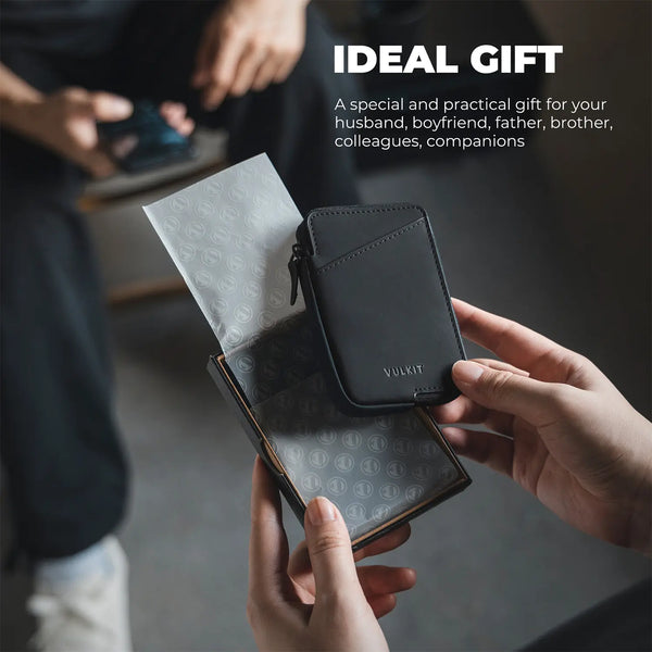 VW113 - Slim RFID Blocking Leather Card Holder Wallet, Holds 10+ Cards & Folded Cash